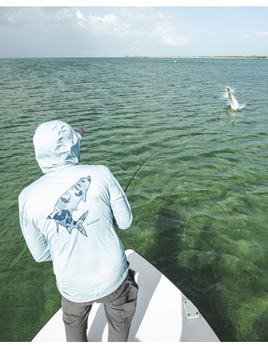 Camiseta Simms Tech Hoody Artist Series Steel Blue/Tarpon R Camo Neptune